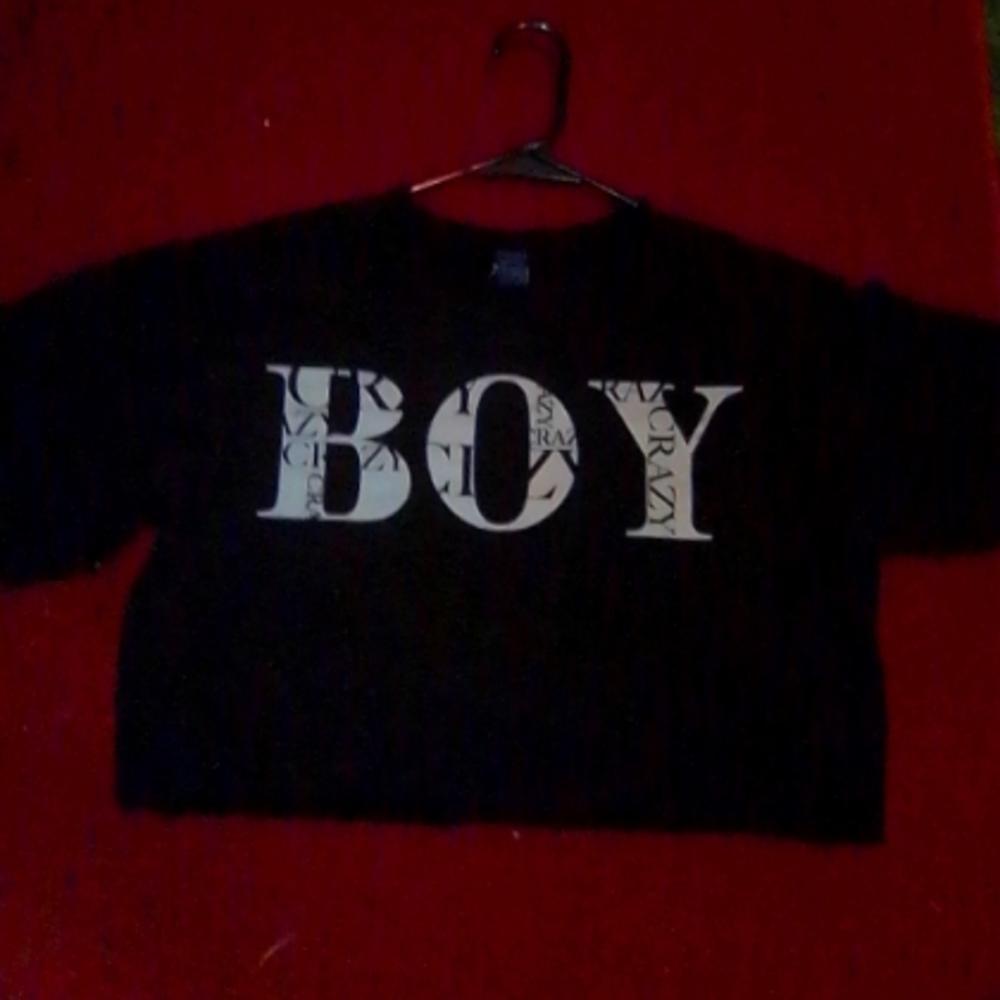 Black Sweater Crop Top "Boy Crazy"